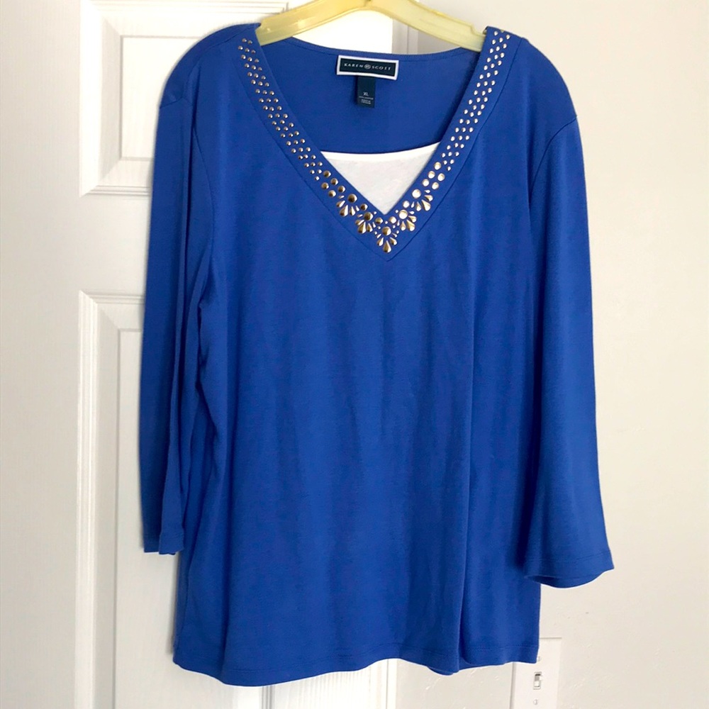 Karen Scott Cotton 3/4 Sleeve